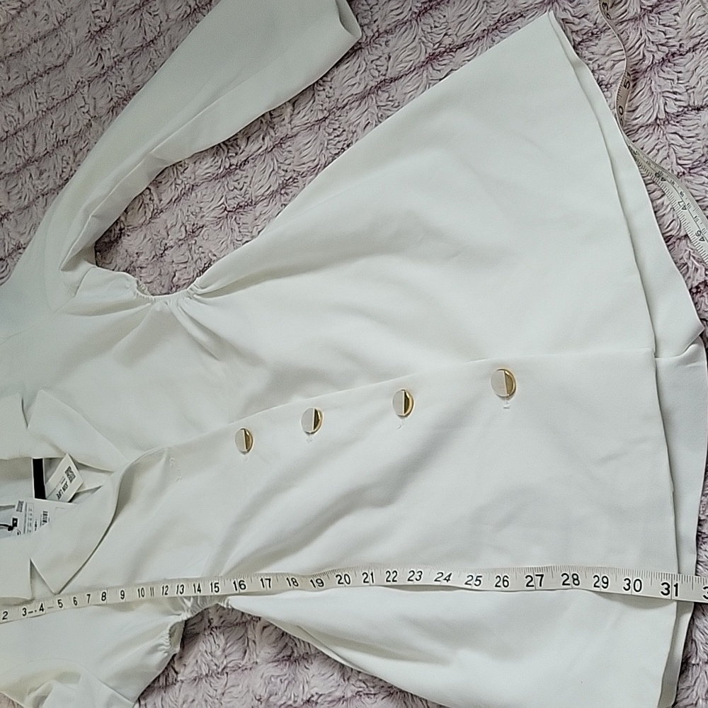 ZARA White NWT Cut Out Sides Tailored Blazer Dress Romper Micro Mini Size Small - Picture 7 of 13